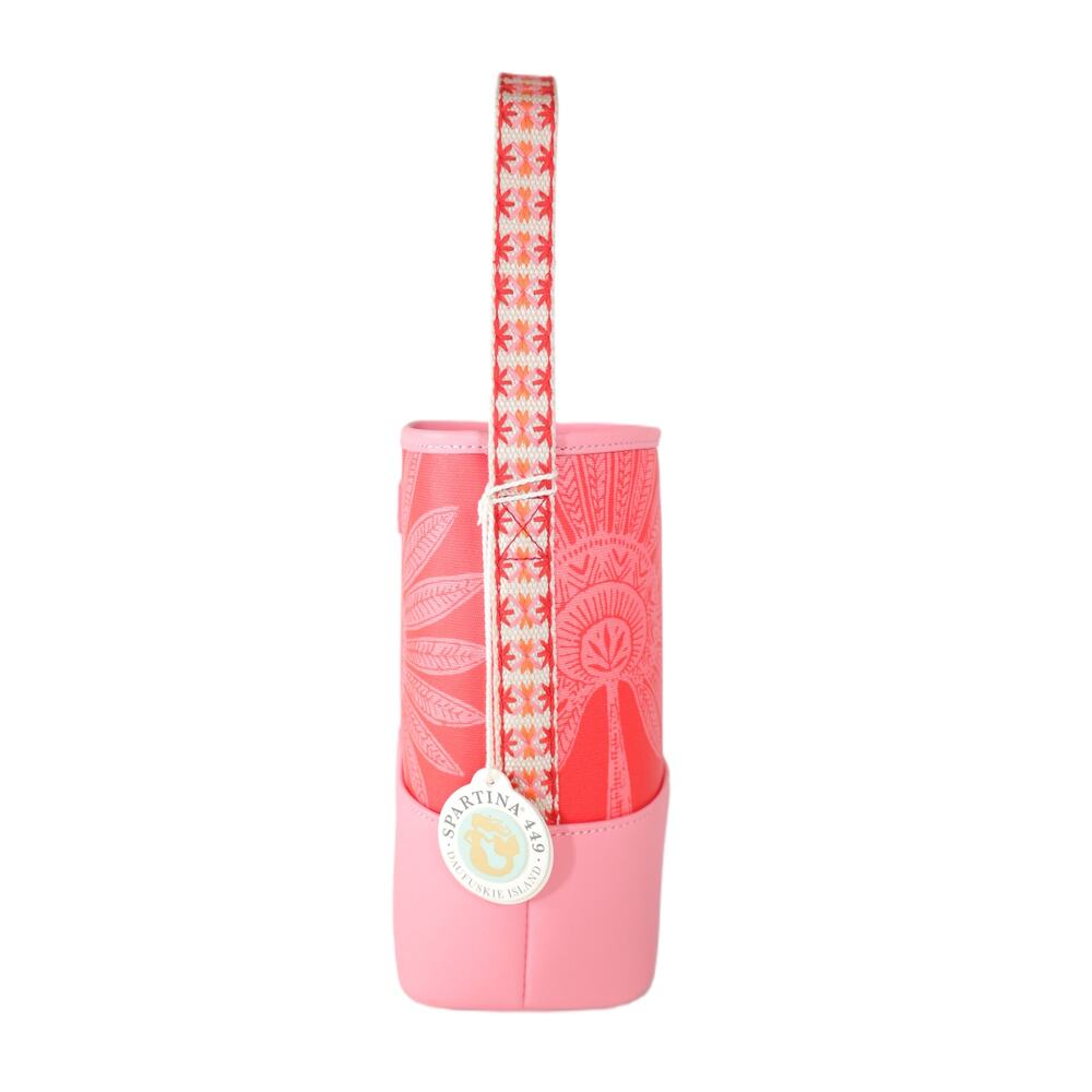 Spartina 449 Double Wine Caddy Coastal Tote Bag - Palmetto Frond Pink Print-NWT - Picture 3 of 7